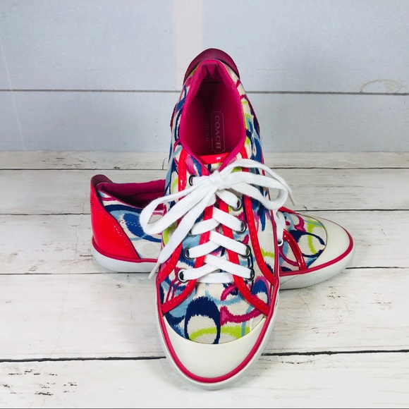 COACH Barrett Leatherware Signature Sneakers Sz 6 - Picture 4 of 9